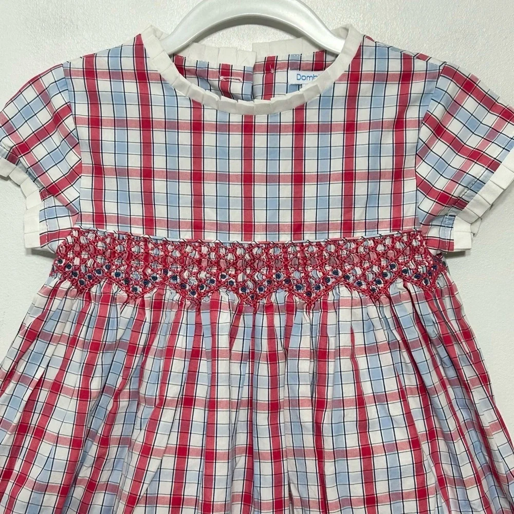 Dombi Smocked Plaid Dress